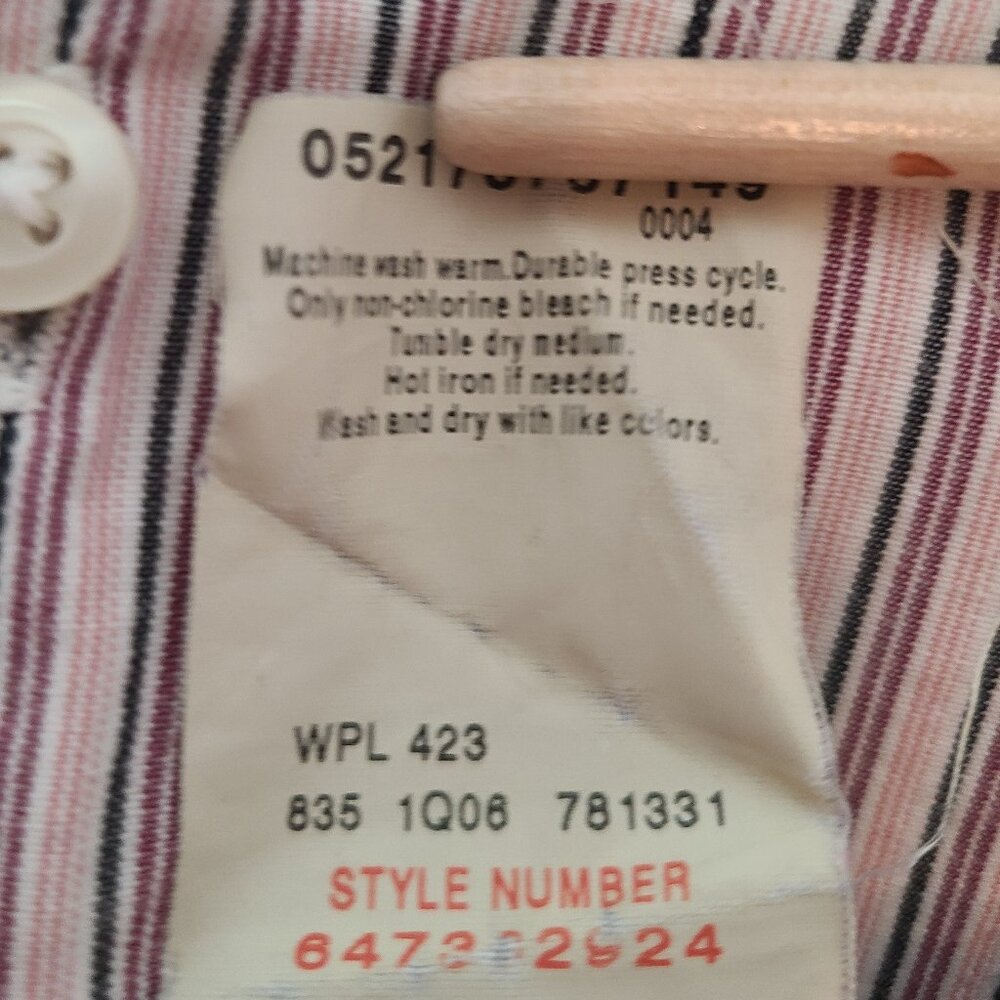 Dockers XL Striped Short Sleeve Shirt Pink White Black Cotton Button-Front - Picture 5 of 8